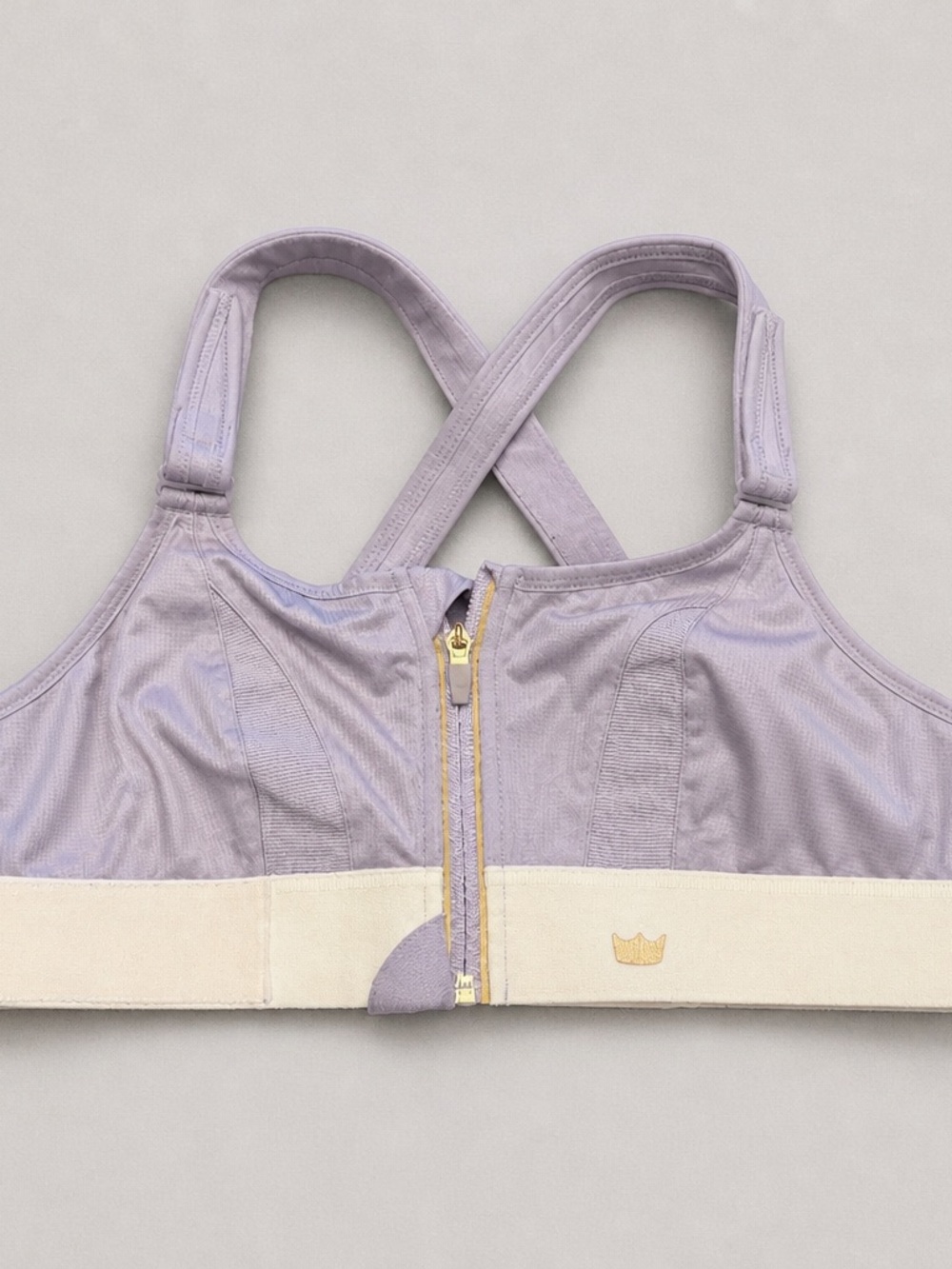 SHEFIT Lavender Front-Zip Sports Bra with Cream Band - Picture 2 of 10